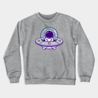 Cute Astronaut Driving Spaceship UFO Crewneck Sweatshirt